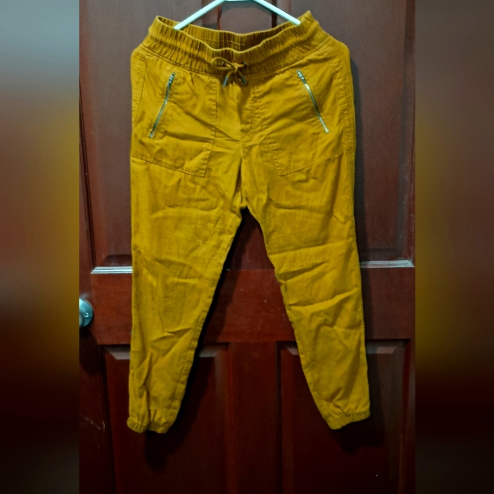 Athleta 100% linen cabo jogger mustard brown size 0